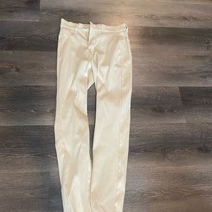 cream faux leather pants